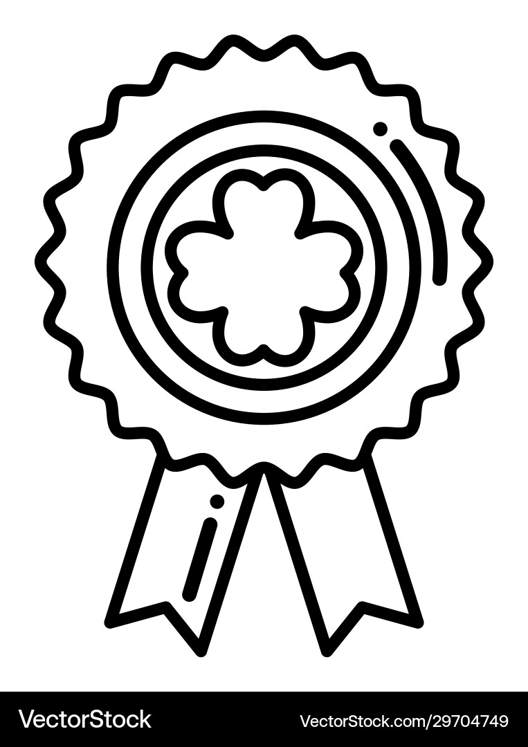 Badge with green ribbon flat style icon Vector Image