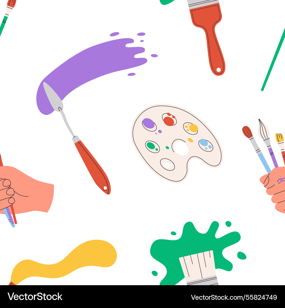 Brushes and paints seamless pattern Vector Image