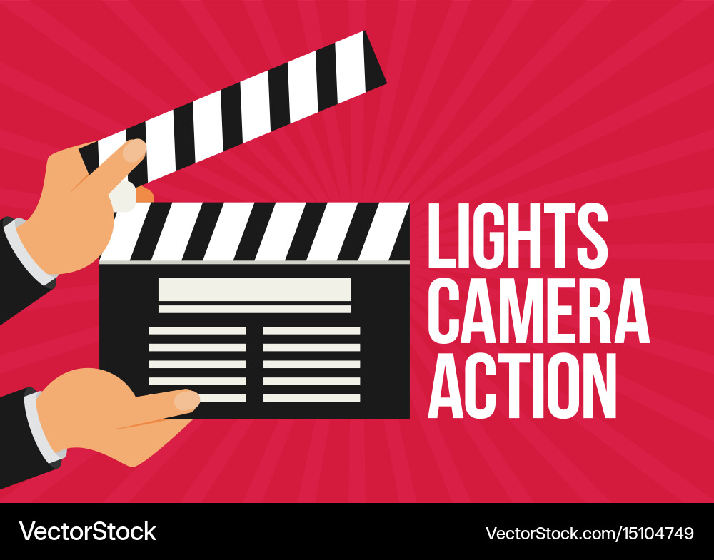 Cinema lights camera action flat Vector Image
