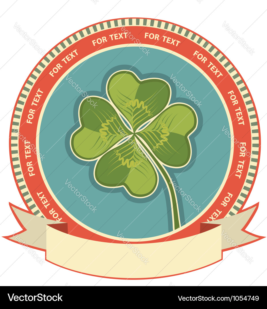 Clover label background with scroll for text vector image