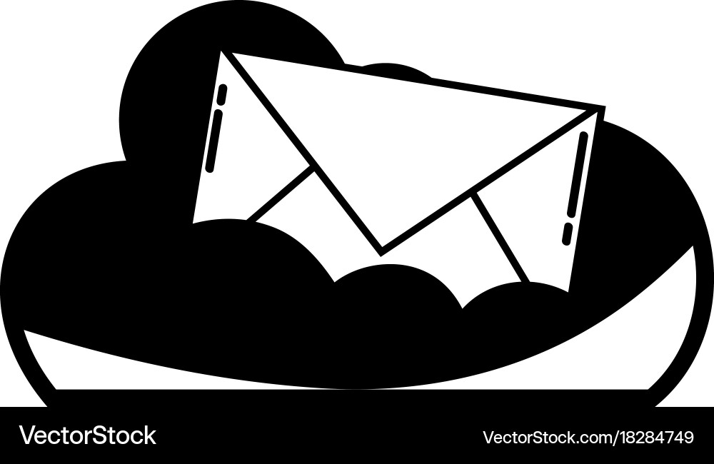 Contour cloud data with e-mail card message vector image