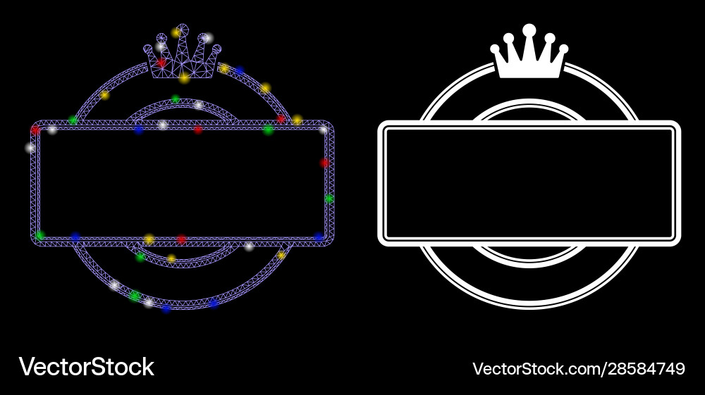 Flare mesh network crown round and rectangle frame vector image