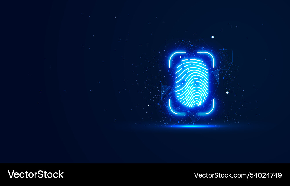 Futuristic glowing fingerprint with plexus lines Vector Image