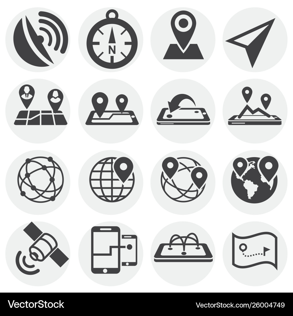 Geolocation related icons set on background Vector Image