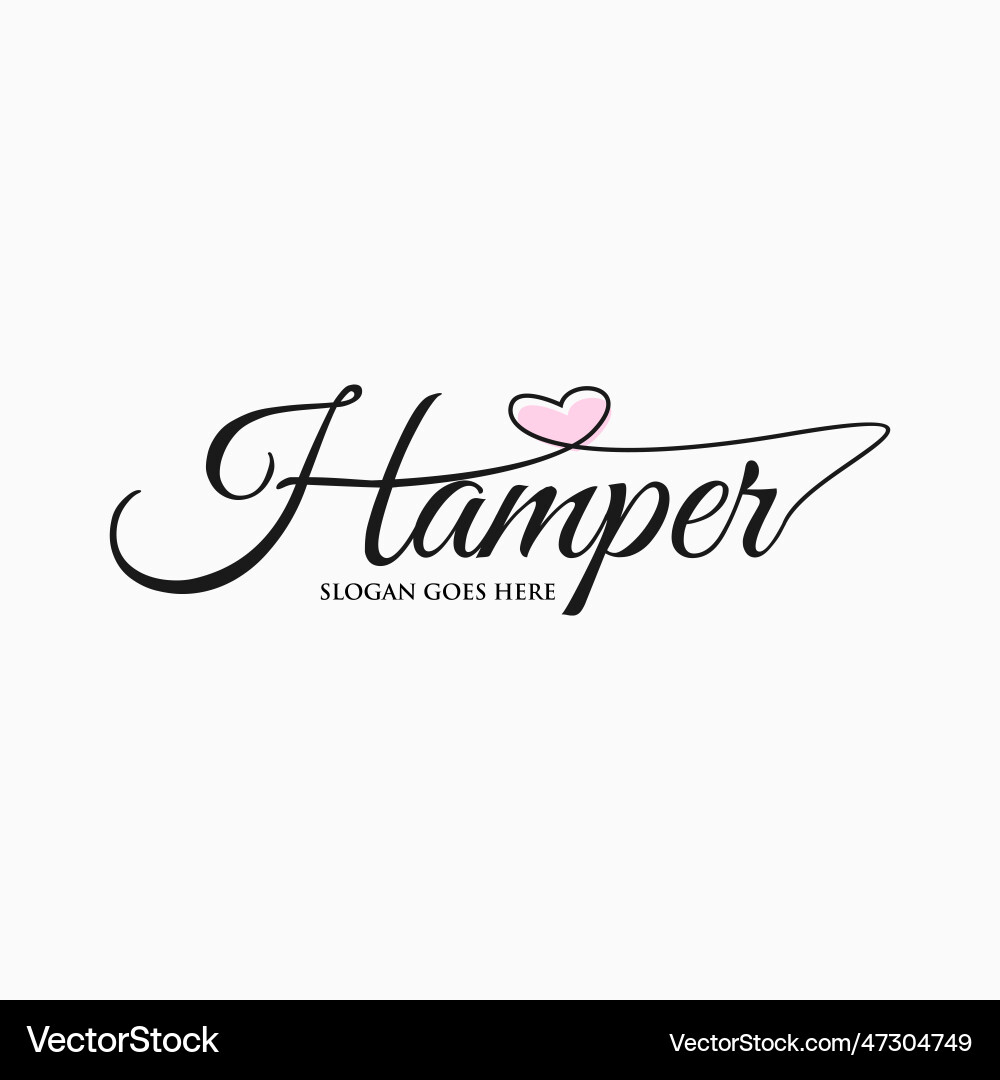 Hamper font script logo concept Hamper font script logo concept Vector Image