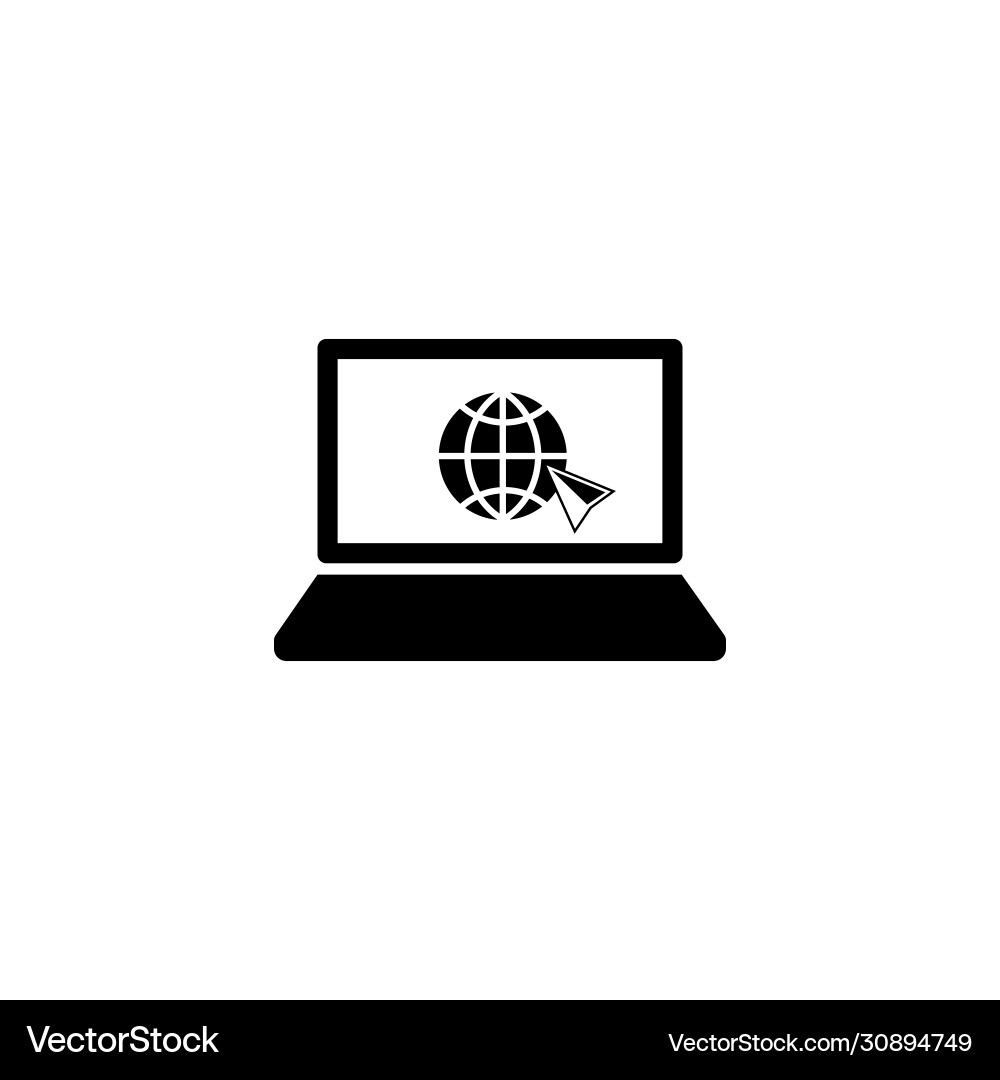 Laptop desktop computer icon with world wide web Laptop desktop computer icon with world wide web Vector Image