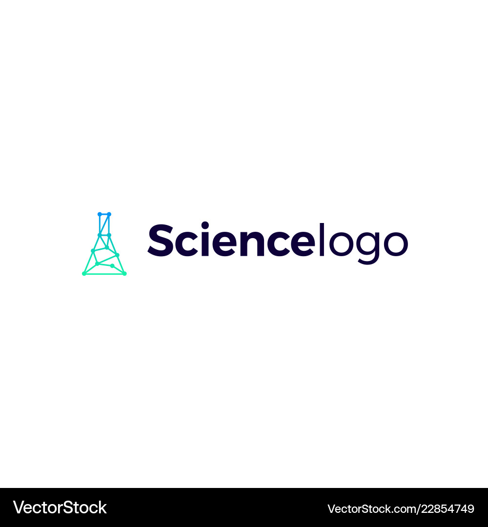 Science logo flask with dots and lines connections Vector Image