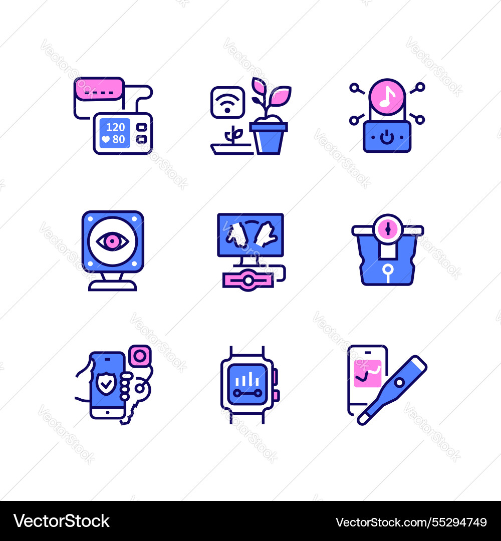 Smart devices - line design style icons set Smart devices - line design style icons set Vector Image