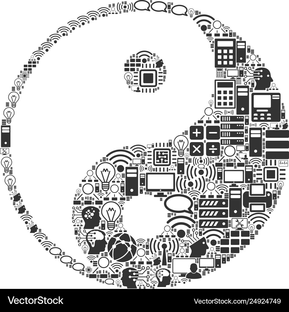 Yin yang mosaic icon for bigdata and computing Yin yang mosaic icon for bigdata and computing vector image