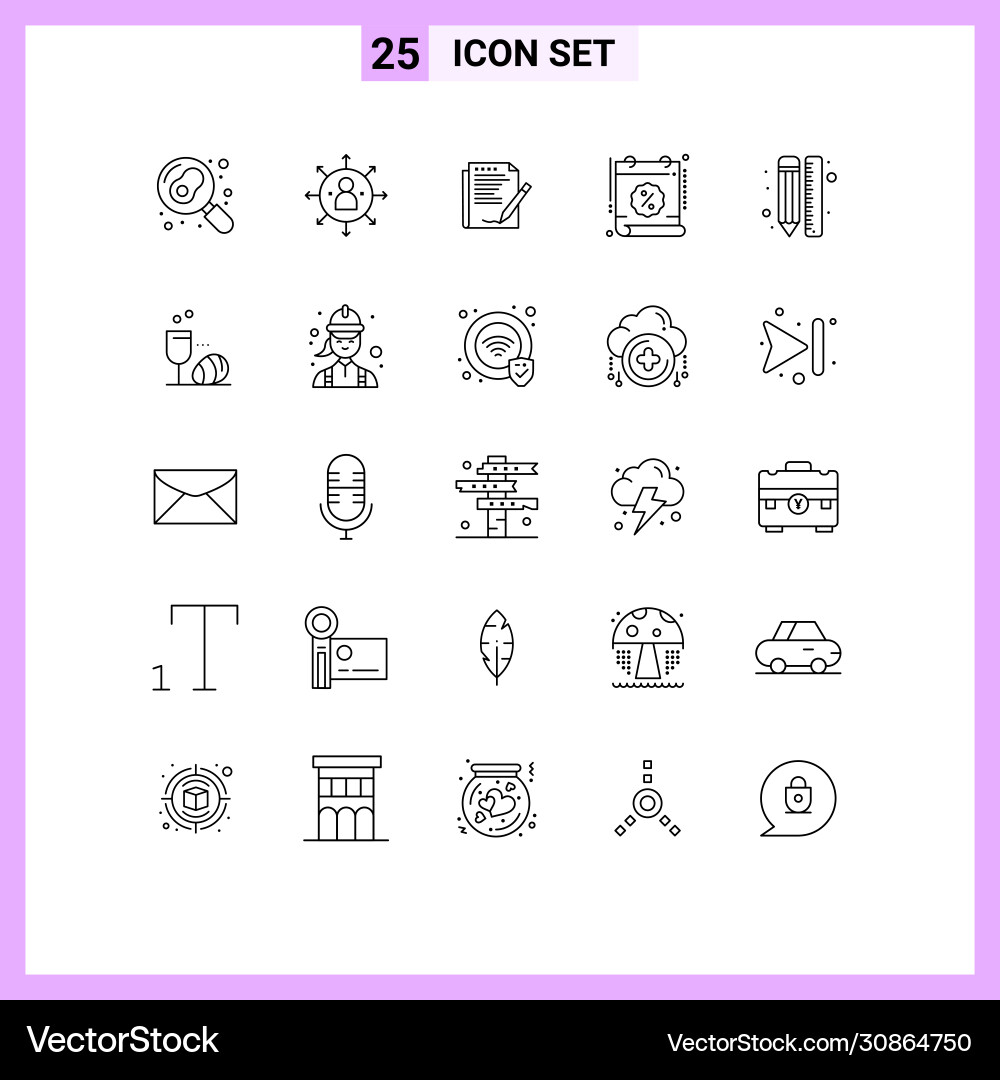 25 universal lines set for web and mobile Vector Image