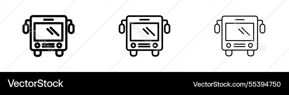 Bus icons in three different stroke lines Vector Image