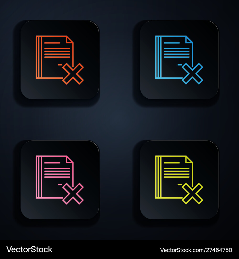 Color neon line delete file document icon isolated Color neon line delete file document icon isolated vector image