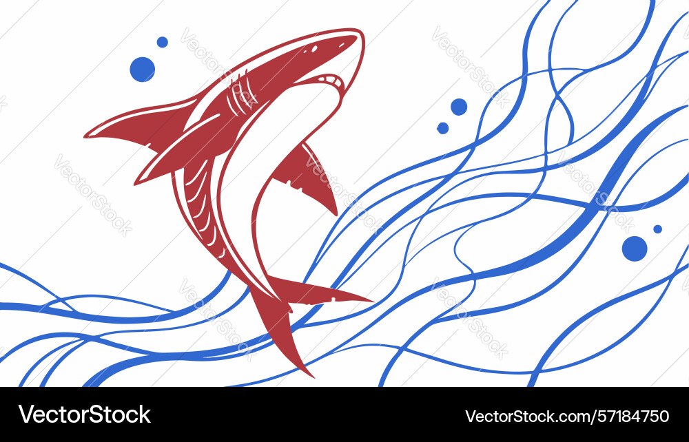 Dynamic shark and fish abstract design vector image