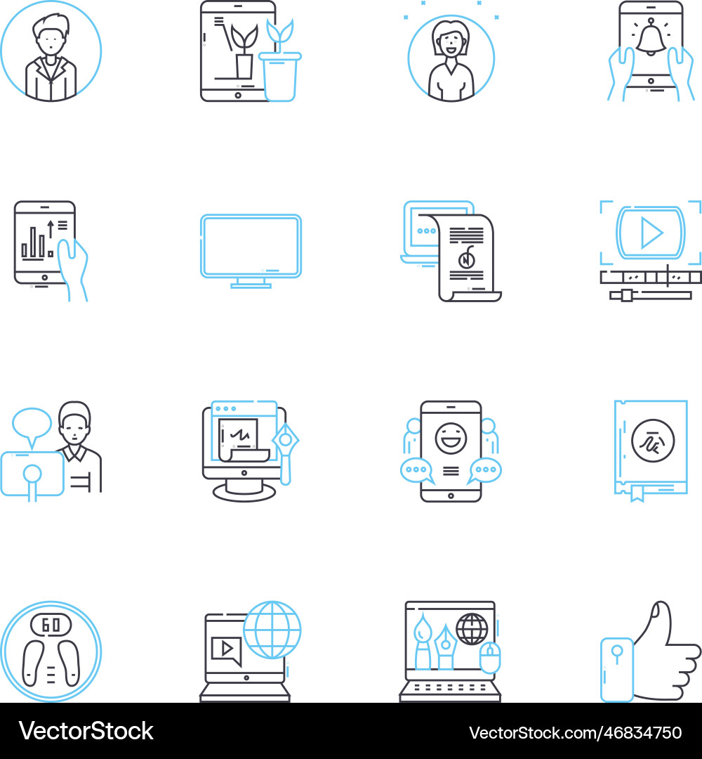 E-Mail-Engine lineare Icons setzen Posteingang Entwürfe gesendet Vektorbild
