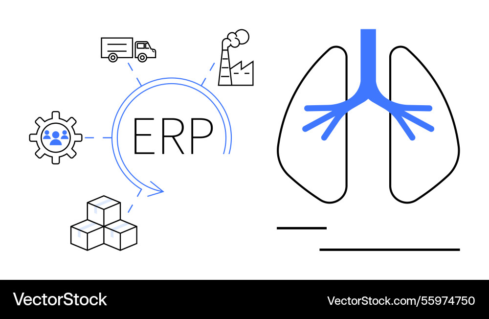 Erp system integration with supply chain Erp system integration with supply chain vector image