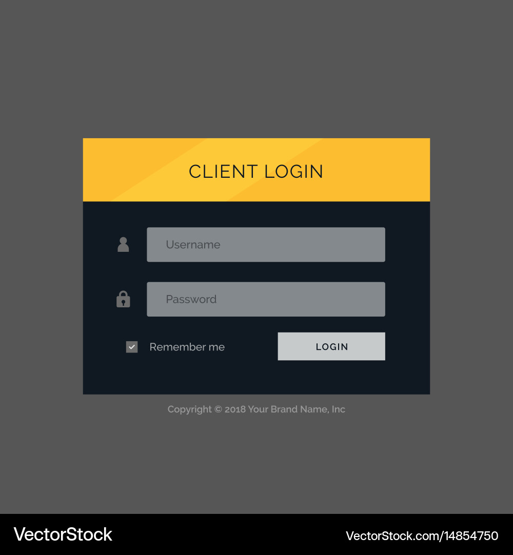 Flat modern login form ui template design Vector Image