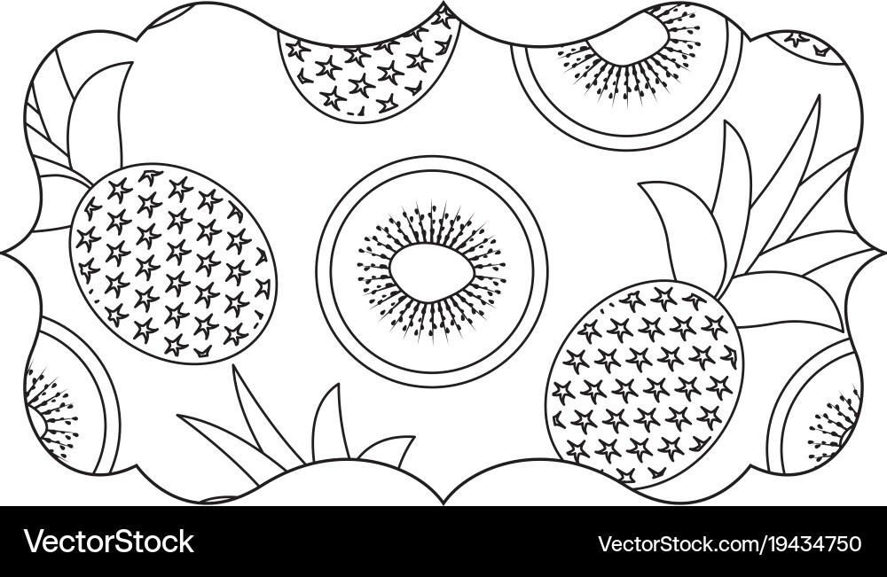 Frame with fruits pattern background Vector Image