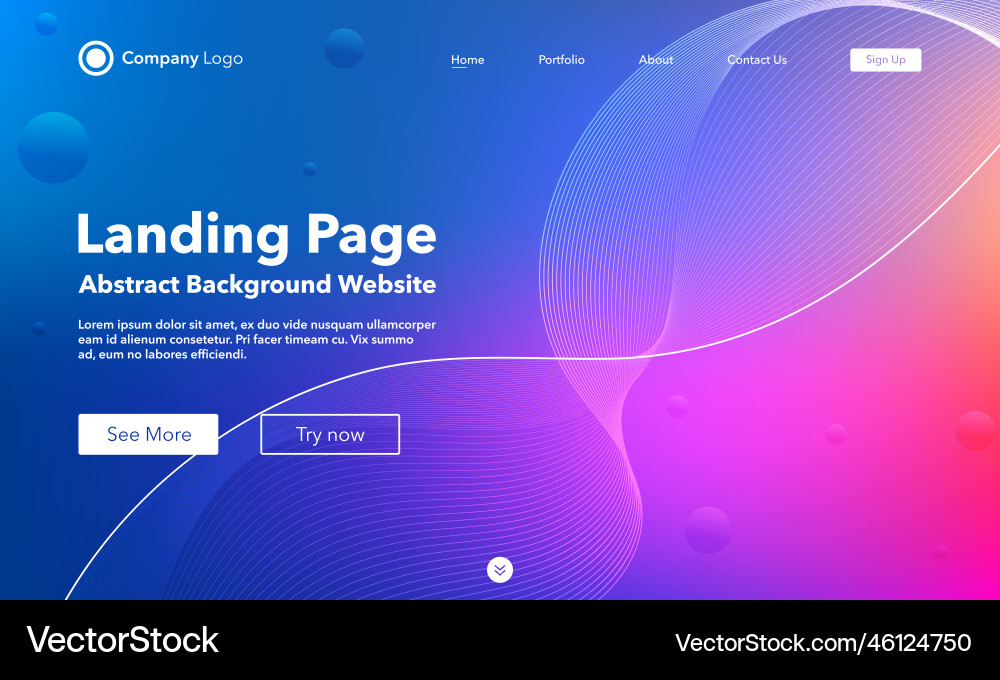Gradient abstract wave background landing page Gradient abstract wave background landing page Vector Image