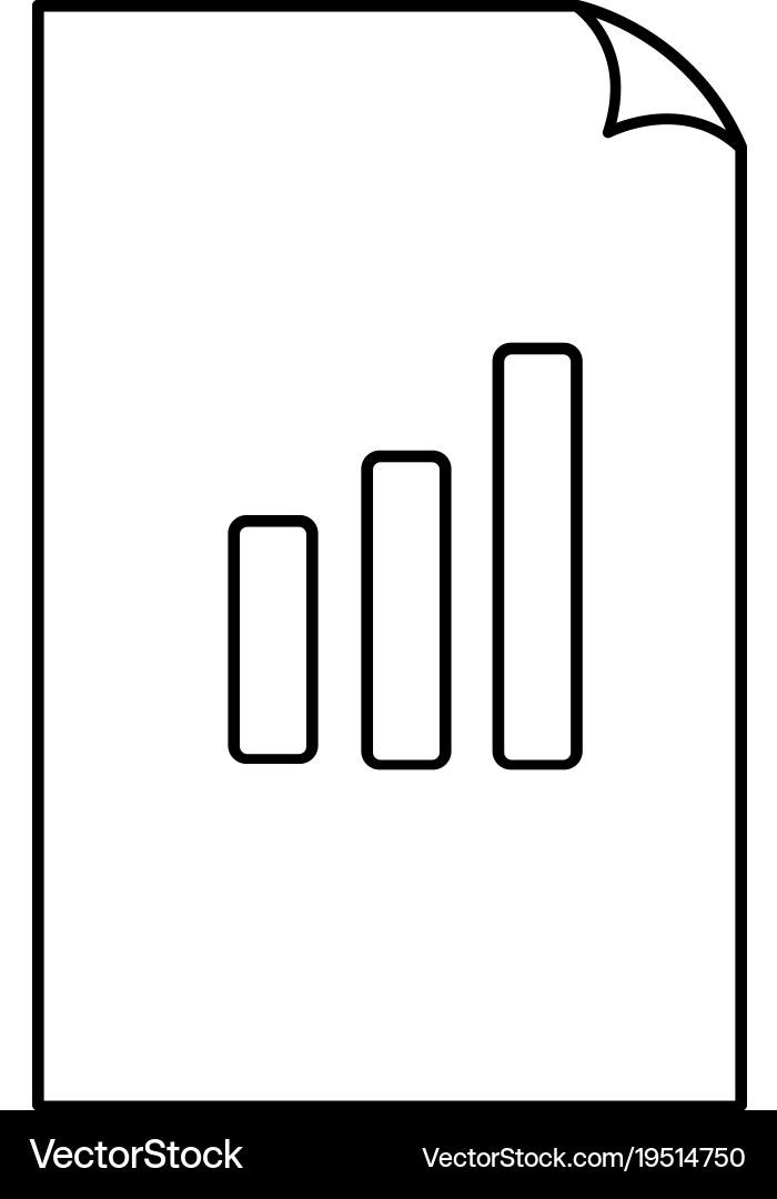 Icon bar graph document file raw simple vector image