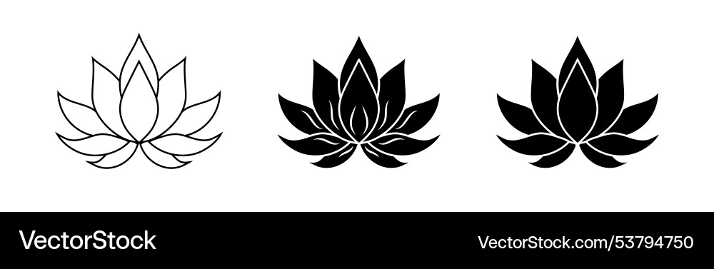 Lotus Blumensilhouette Logo Set schwarz Lotus Blumensilhouette Logo Set schwarz vektorbild