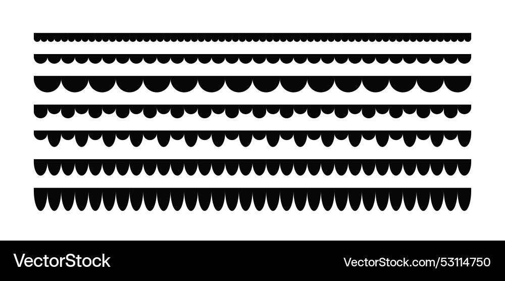 Scalloped edge seamless strokes set simple Scalloped edge seamless strokes set simple vector image