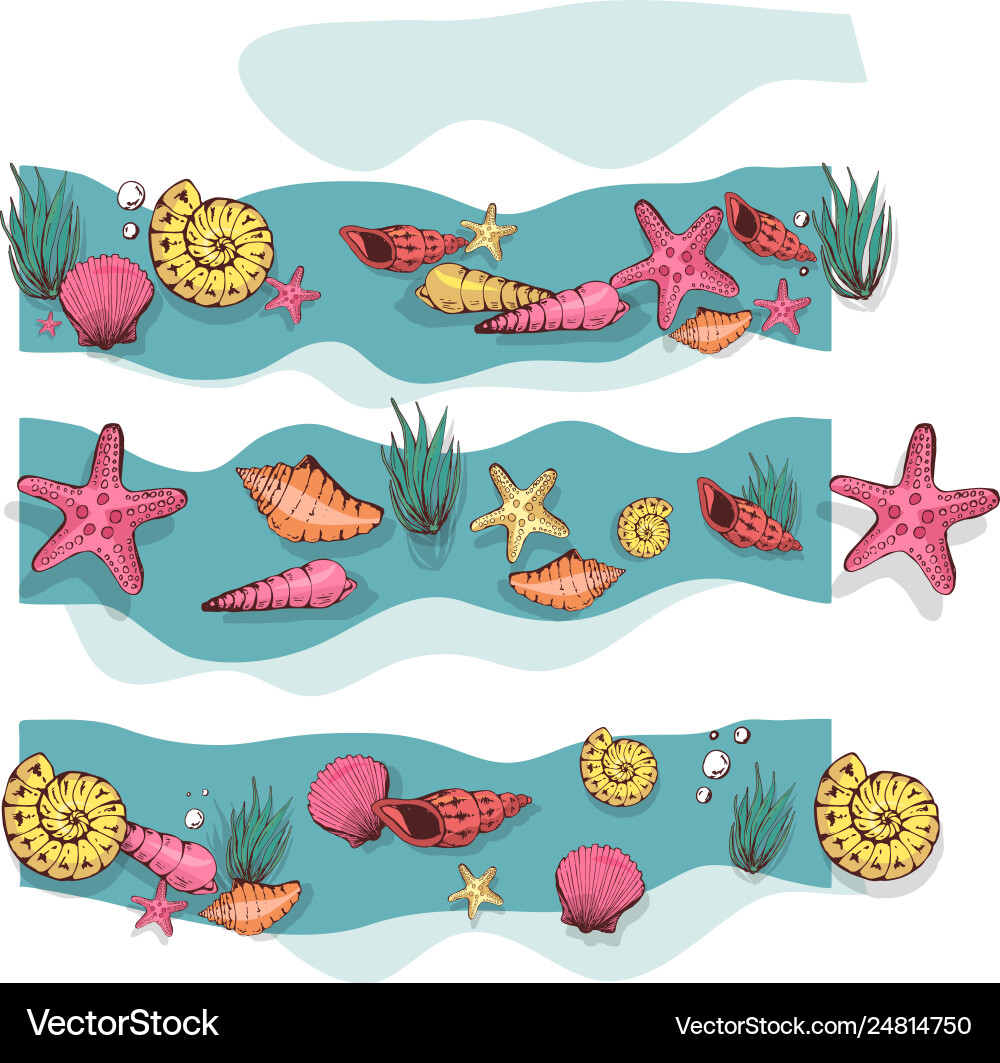 Seamless nautical pattern with shells Vector Image