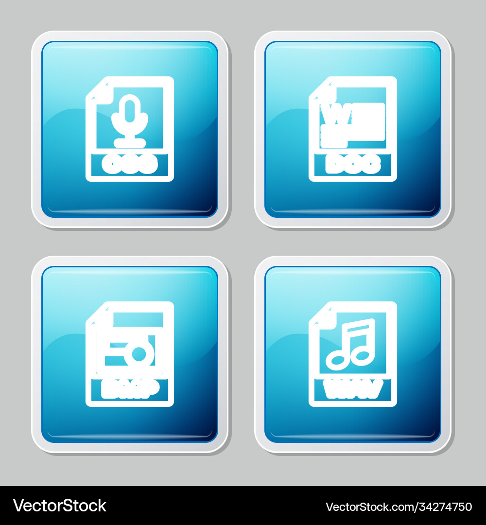 Set line ogg file document doc bmp and wav icon Vector Image