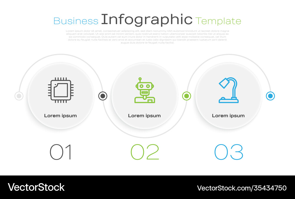 Set line processor with cpu robot and table lamp Vector Image