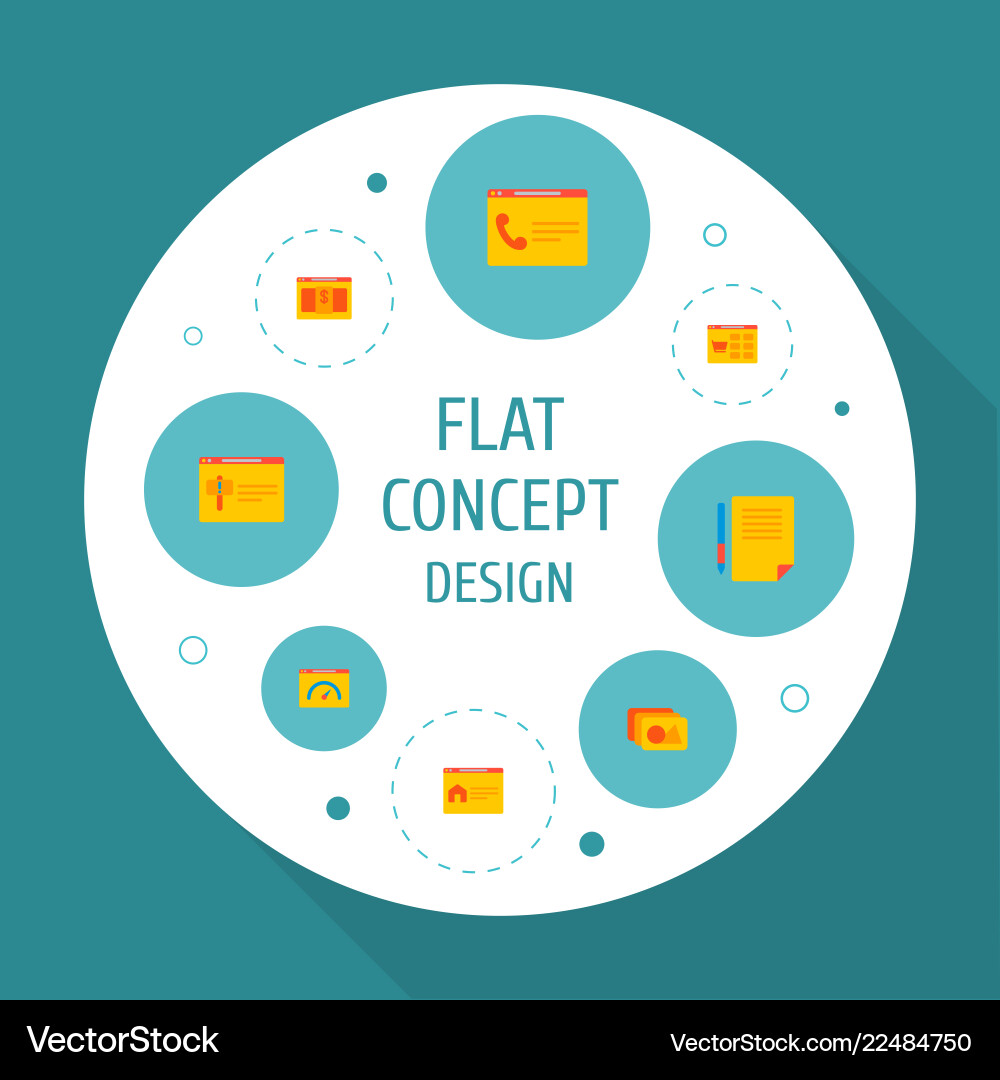 Set of website development icons flat style Set of website development icons flat style vector image