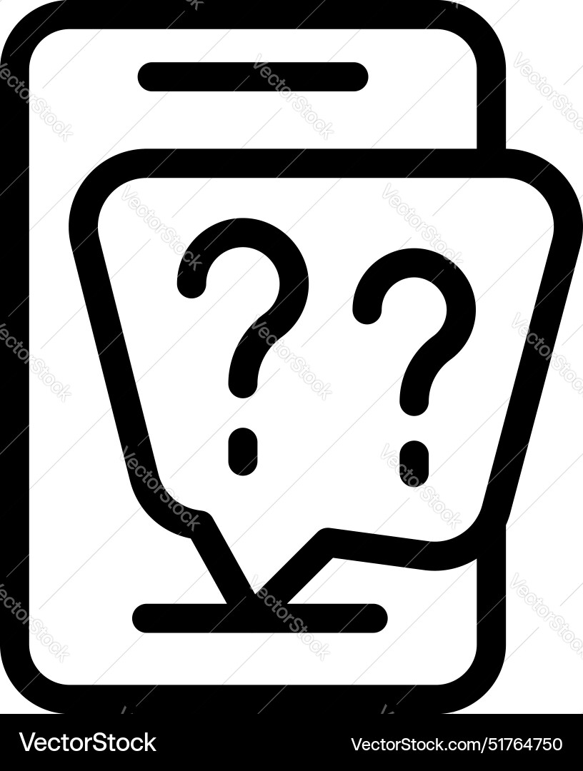 Smartphone showing two question marks inside vector image