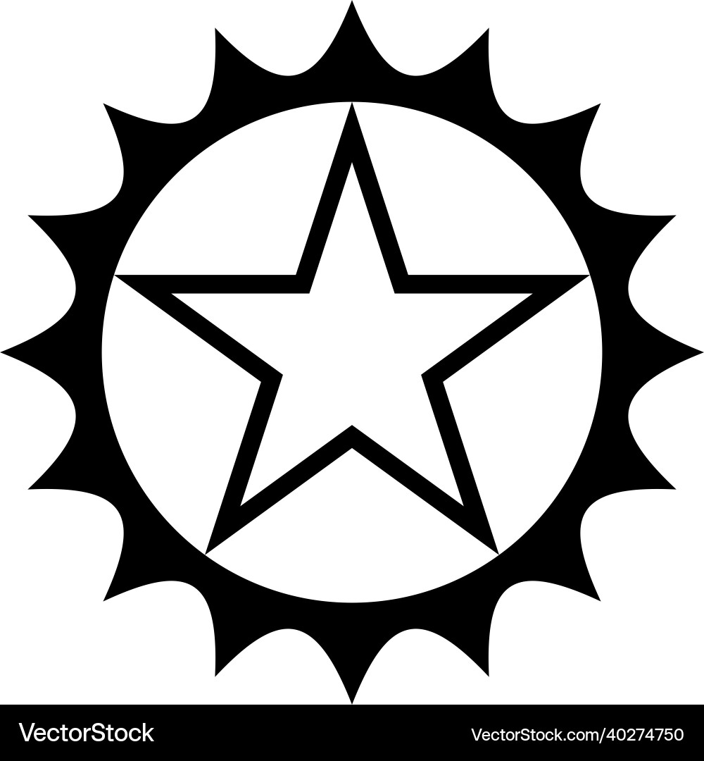 Star in circlre with sharp edges icon black color vector image