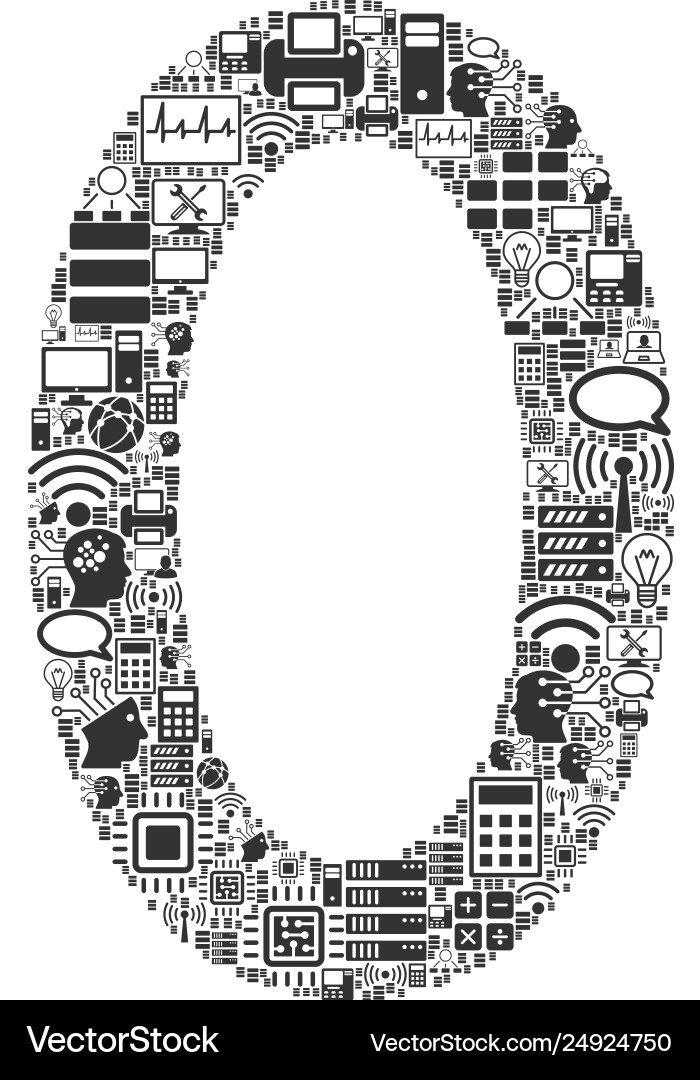 Zero digit mosaic icon for bigdata and computing Zero digit mosaic icon for bigdata and computing vector image