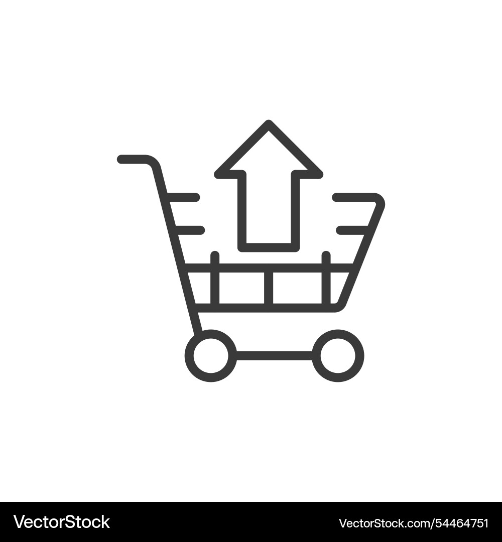 Arrow from a cart icon in line design vector image