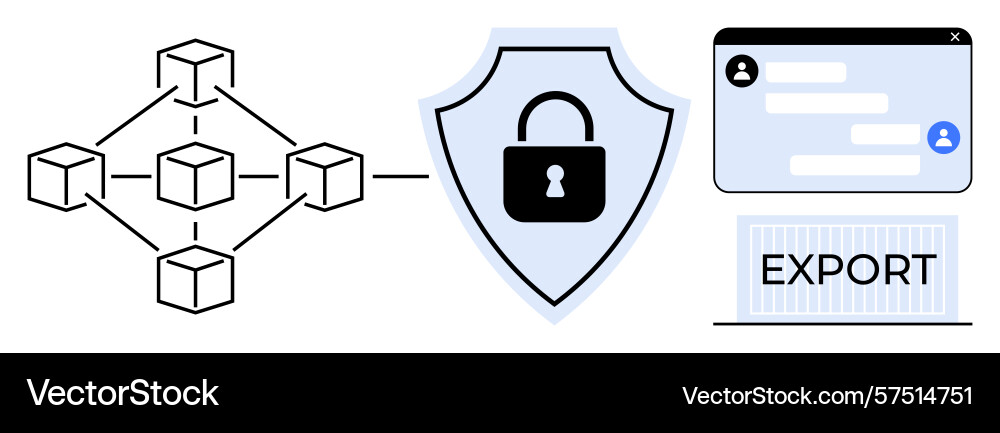 Blockchain security with data export and user Blockchain security with data export and user vector image