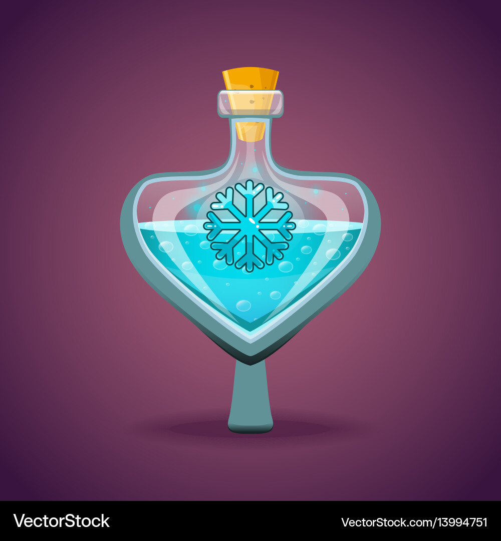 Bottle of magic elixir with snowflake Bottle of magic elixir with snowflake vector image
