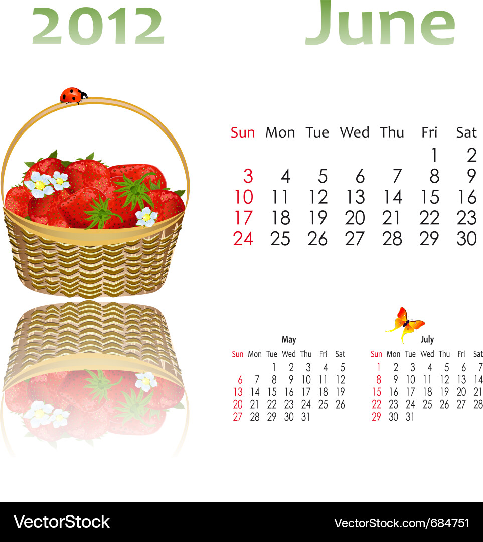 Calendar 2012 with baskets Vector Image