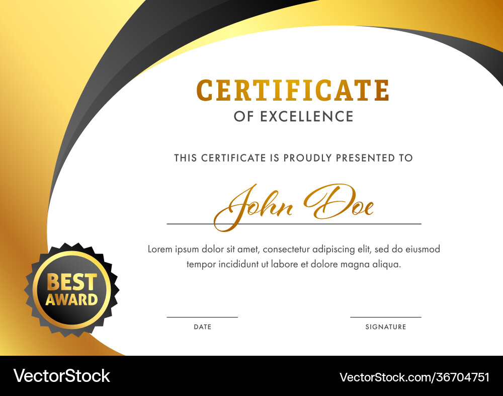 Certificate excellence template layout Vector Image