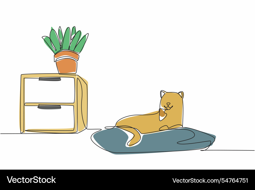 Continuous one line drawing cat lying Continuous one line drawing cat lying vector image