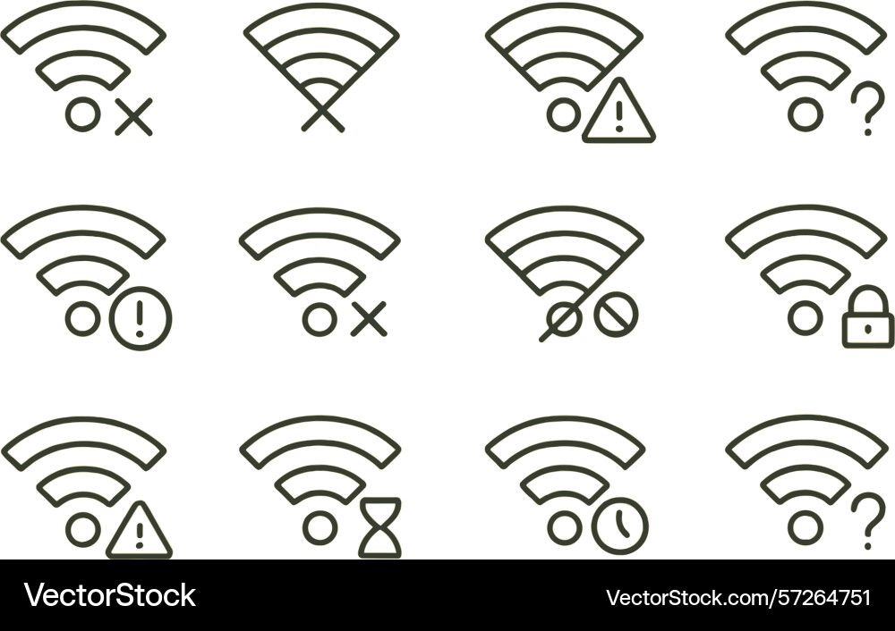 Different wifi signals and indicators showing Different wifi signals and indicators showing vector image