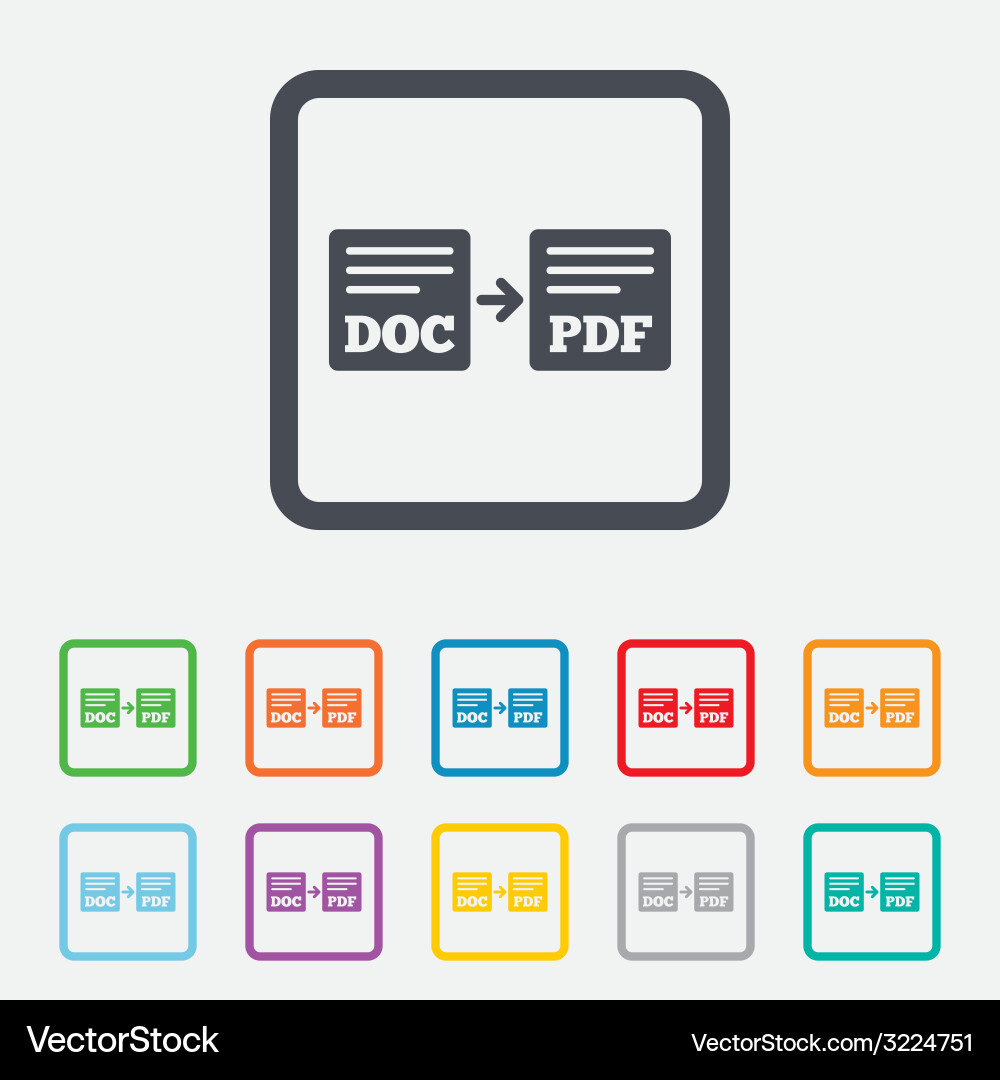 Export doc to pdf icon file document symbol Vector Image