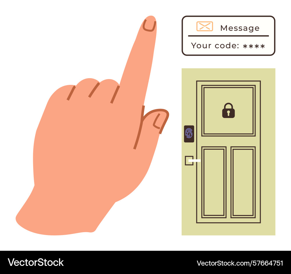 Finger entering code for smart lock access vector image