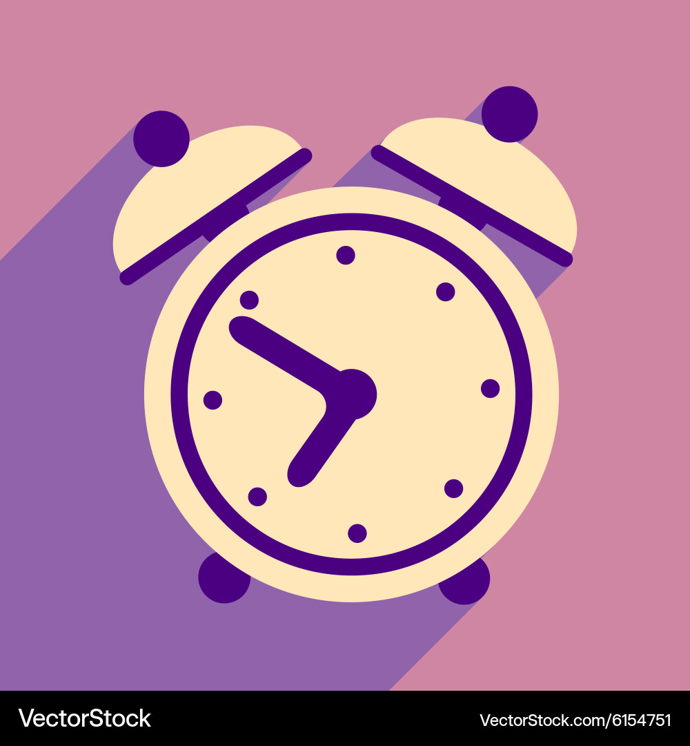 Flat with shadow icon and mobile application alarm Vector Image