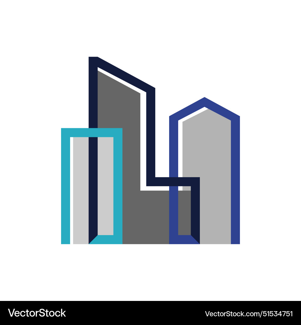 Modern simple overlapping line building logo Vector Image