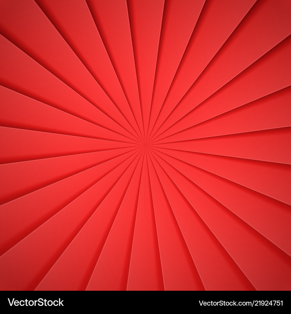 Red rays in paper style background for design vector image