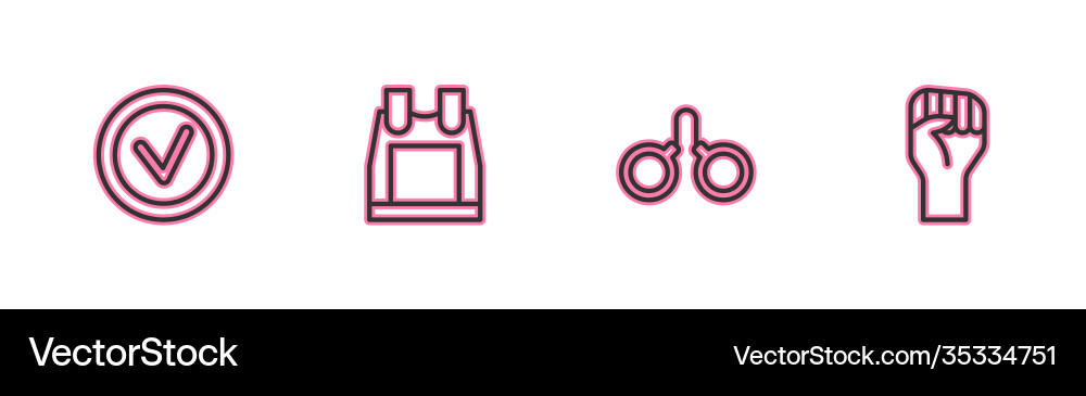 Set line check mark in round handcuffs Vector Image
