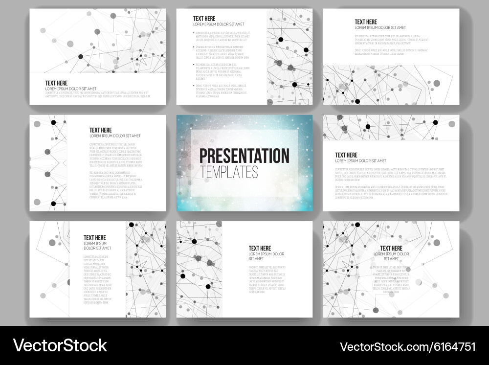 Set of 9 templates for presentation slides vector image