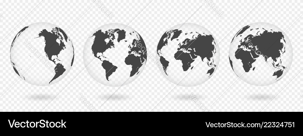 Set of transparent globes earth realistic