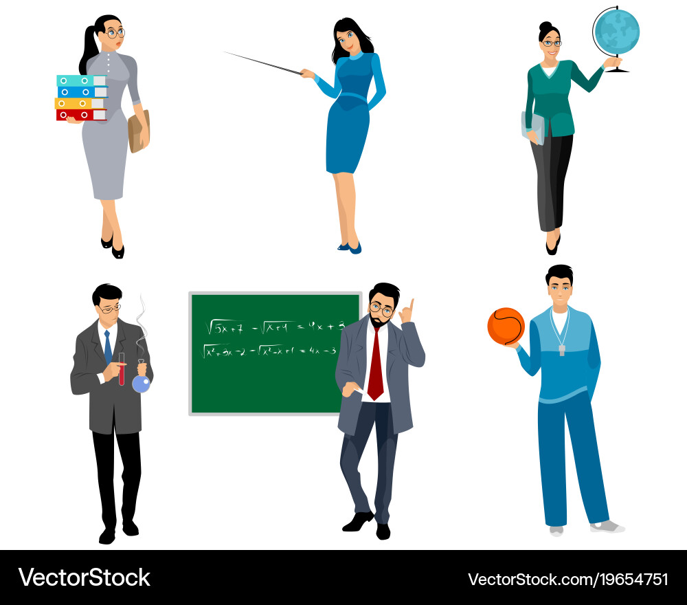 Six Teachers in Classroom Setting vector image
