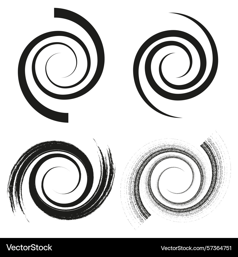 Spiral icon set swirl pattern design black curve Spiral icon set swirl pattern design black curve vector image