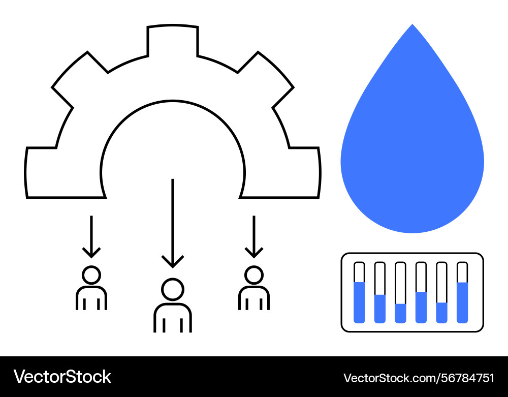 Team workflow and resource distribution visualized vector image